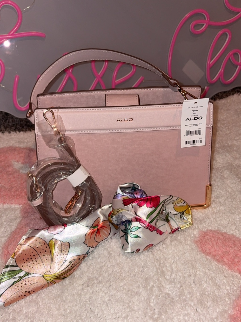 ALDO Light Pink Structured Top-Handle Satchel